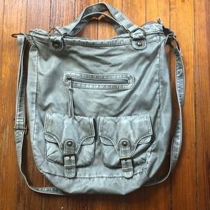 Gray leather handbag/crossbag